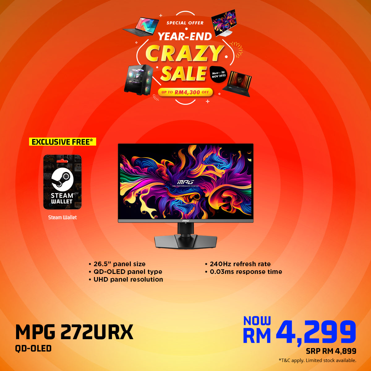 MSI MPG 272URX QD-OLED Gaming Monitor 26.5