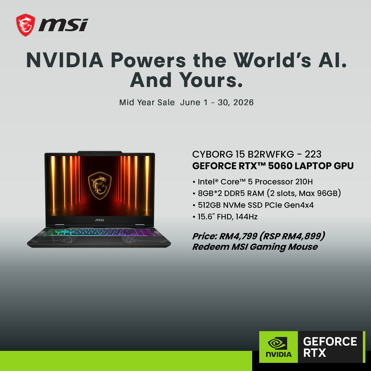 NVIDIA Mid Year Sales Cyborg 15 B2RWFKG-223MY