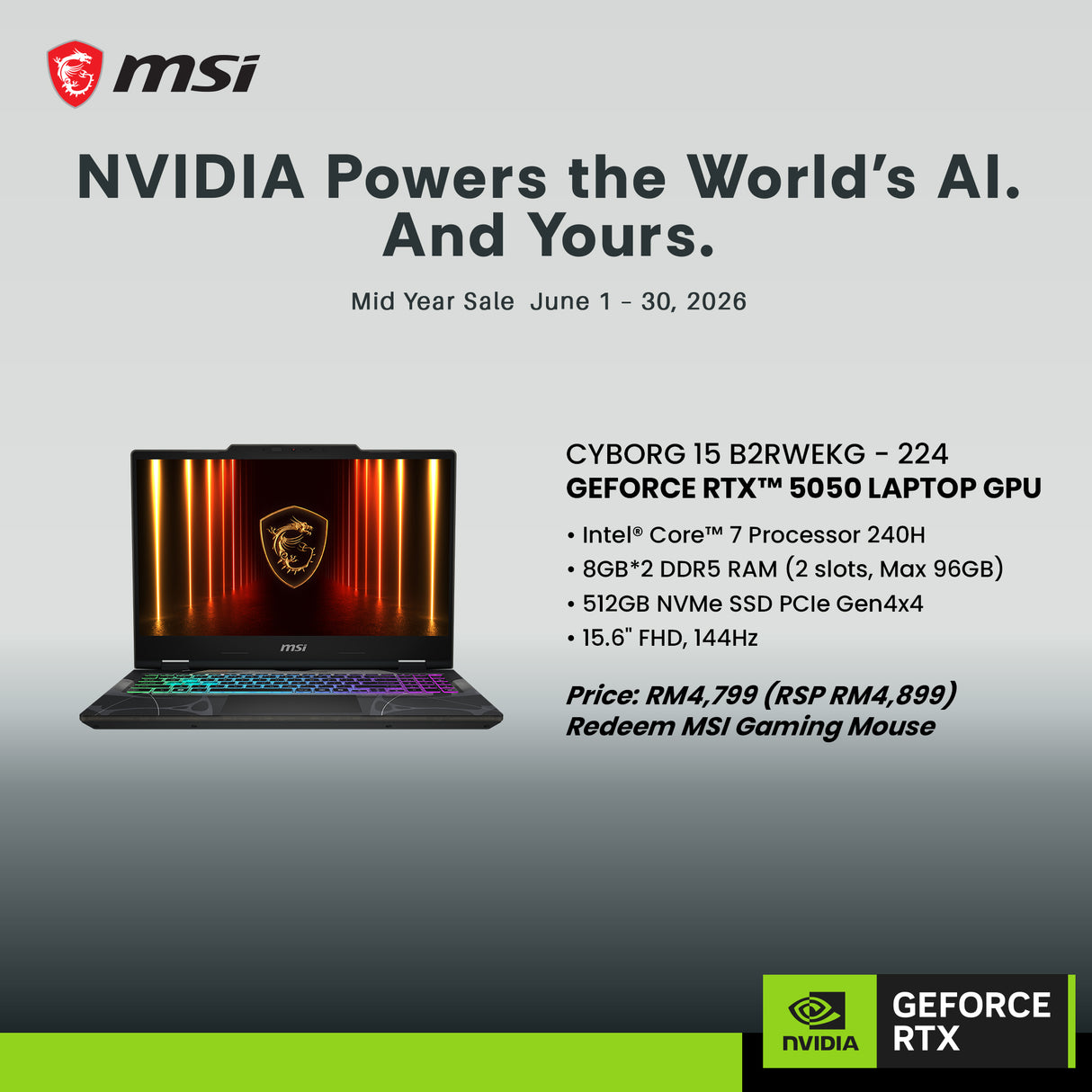 NVIDIA Mid Year Sales Cyborg 15 B2RWEKG-224MY