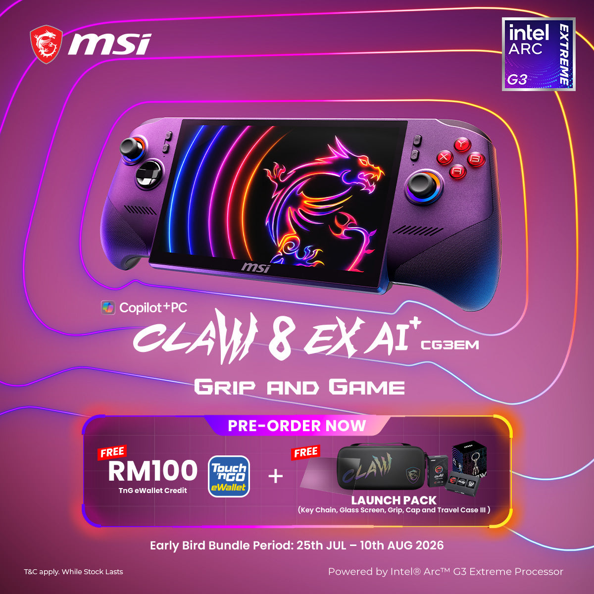 [Pre Order] MSI Claw 8 EX AI+ CG3EM-006MY Gaming Handheld