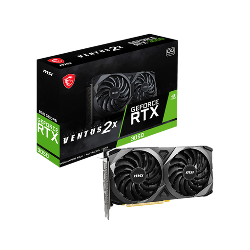 Purchase the MSI GeForce RTX 3050 VENTUS 2X 8GB GDDR6 OC for superior gaming performance with packaging box included.