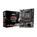 MSI A320M-A PRO (MATX) motherboard with its packaging box displayed on a black background.