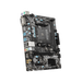 MSI A320M-A PRO (MATX) motherboard with its packaging box displayed on a black background.