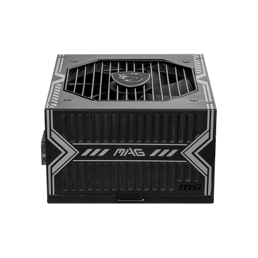 MSI MAG A750BN PCIE5 Power Supply Unit For A Computer With Visible Brand Logo On The Top And Various Connectors On The Side.