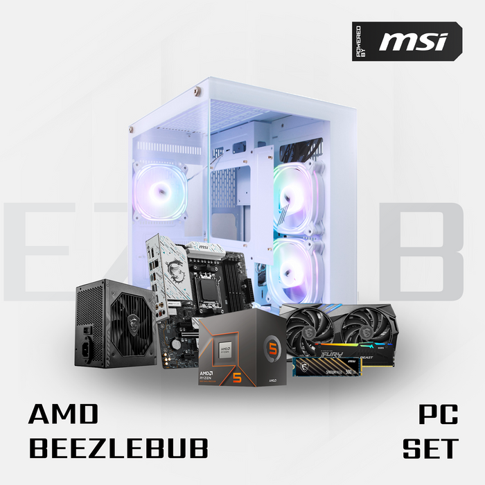 MSI AMD Beezlebub White Pc Set ( AMD R5 , RTX 4060 Ti  , 16GB , 500GB SSD)