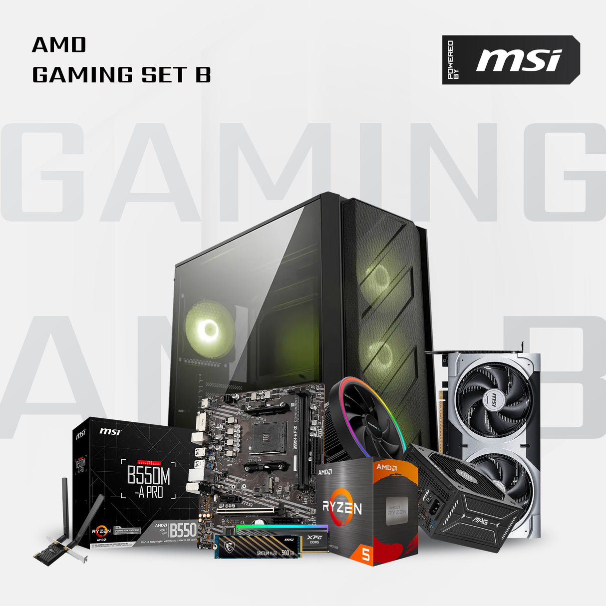 Powered By MSI Customized Gaming PC - R5-5500+RTX5060Ti