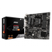 Msi b450m pro-vdh max motherboard with its packaging box displayed on a black background.