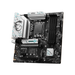 B760M Gaming Plus Wifi MaTX motherboard displayed on a black background.