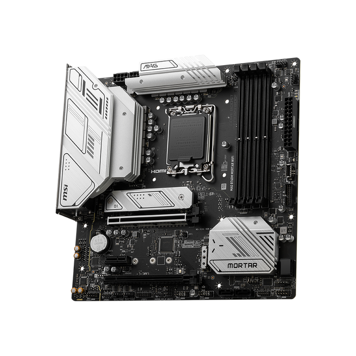 MSI MAG B760M Mortar Wifi MaTX Gaming Motherboard: LGA1700, MATX, M.2 x 2, PCIEx16 x 2, ARGB x 2, RGB x 1, 3Y WARRANTY.