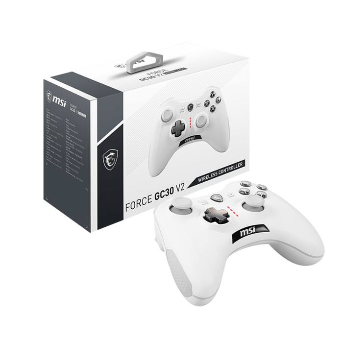 MSI Force GC30V2 White Wireless Gaming Controller, Dual Vibration, Dual Connection, Interchangeable D-Pads, PC & Android.