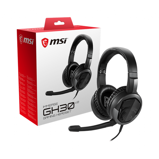 GH30 V2 Gaming Headset Immerse Yourself In Gaming With Large 40mm Drivers For Immersive Sound Alongside Packaging Box.