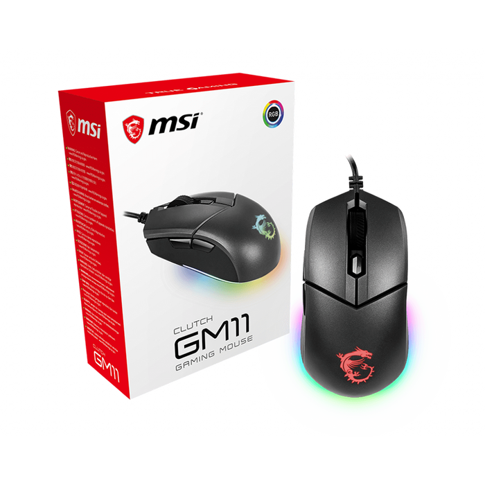 The MSI Clutch GM11 Gaming Mouse is an awesome, ergonomic weapon for gamers. With high-precision sensor & customizable RGB, it's the ultimate competitive edge. Packaging Box Included