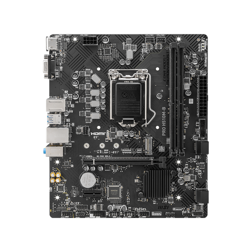 MSI Pro H510M-B motherboard displayed on a black background.