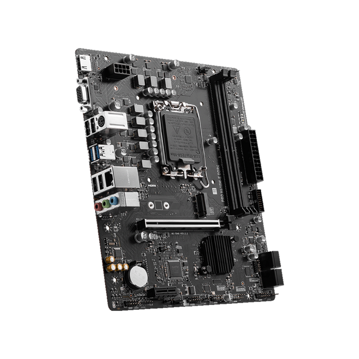 MSI PRO H610M-E DDR4 motherboard displayed on a black background.