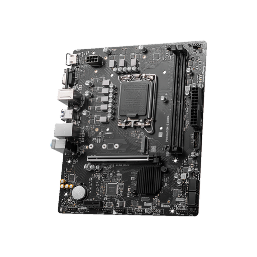 MSI PRO H610M-E DDR4 motherboard displayed on a black background.