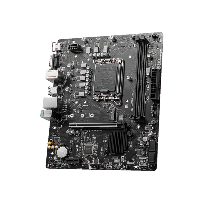 MSI PRO H610M-E DDR4 motherboard displayed on a black background.