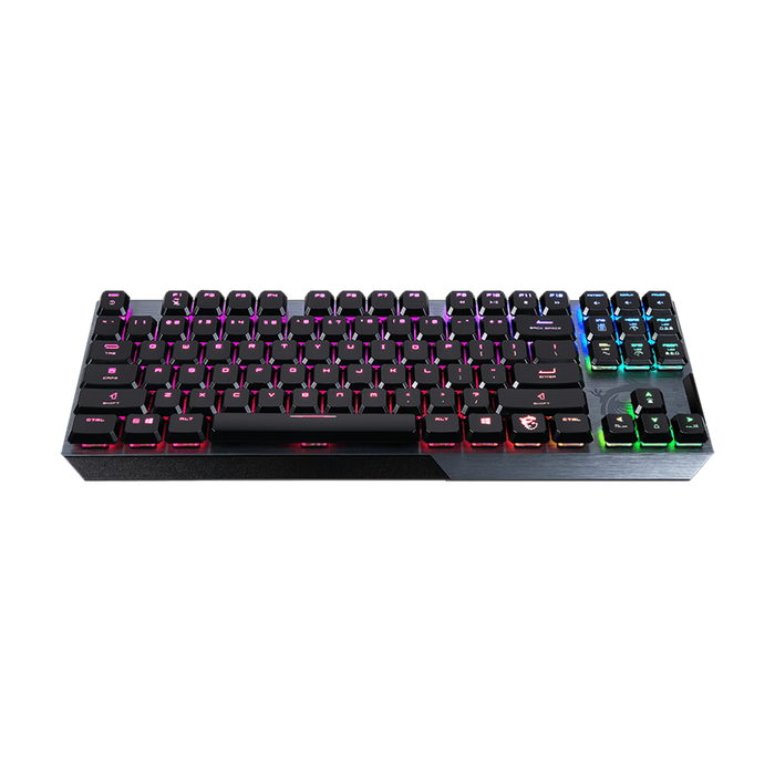 Experience precision gaming with MSI Vigor GK50. Low-profile, clicky keys, and TKL design for more space. Perfect for compact, high-performance setups.