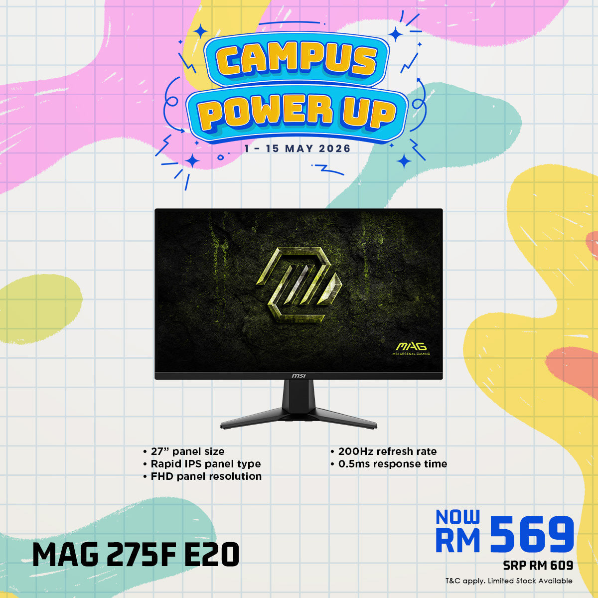 MSI MAG 275F E20 27" FHD 200Hz IPS Gaming Monitor