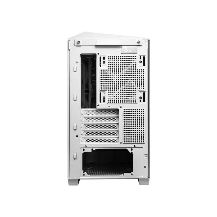 Experience gaming in a new light with the MSI MAG PANO M100R PZ White Gaming Case Back View Aluminium