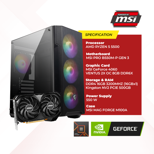 MSI PBM-02A Bronze AMD PC Set Gaming For Gamer Streamer Office Designer Use