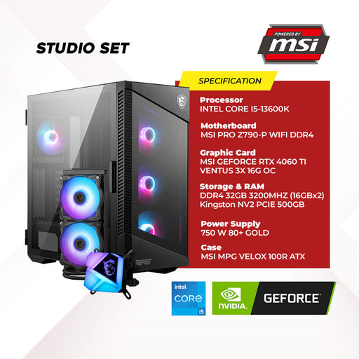 MSI Studio-01I Intel PC Set For Gamer Streamer Office Designer Use. Gaming Computer With Strong Specifications. Graphics Card As High Settings For Video Games.