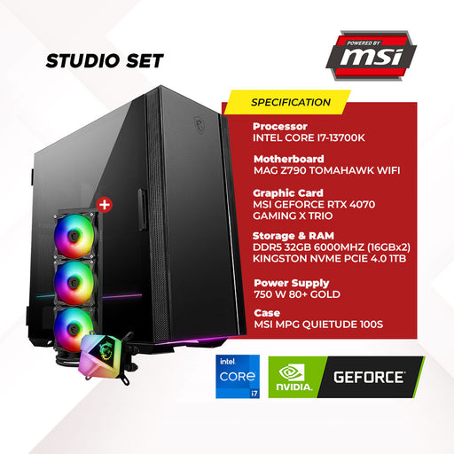 MSI Studio-02I Intel PC Set For Gamer Streamer Office Designer Use. Gaming Computer With Supported NVIDIA GEFORCE RTX4070 GAMING X TRIO. Best for Action Games
