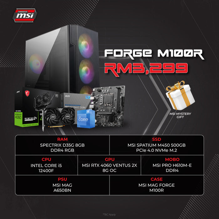 MSI Forge M100R Intel Pc Set Gaming