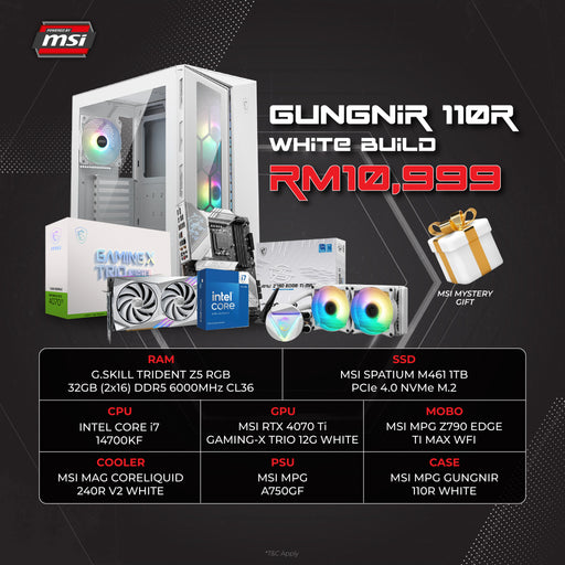 Gungnir 110R Intel White Pc Set Gaming has a fleet of builds that cooperate to maximize your gaming experience while giving a mystery gift