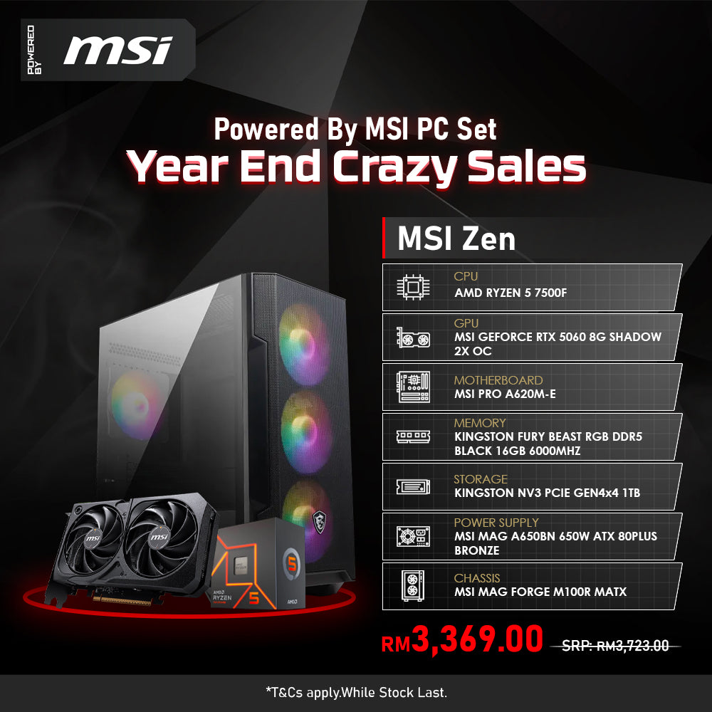 PBM MSI Zen Customized Gaming PC Set - R5-7500F/RTX5060