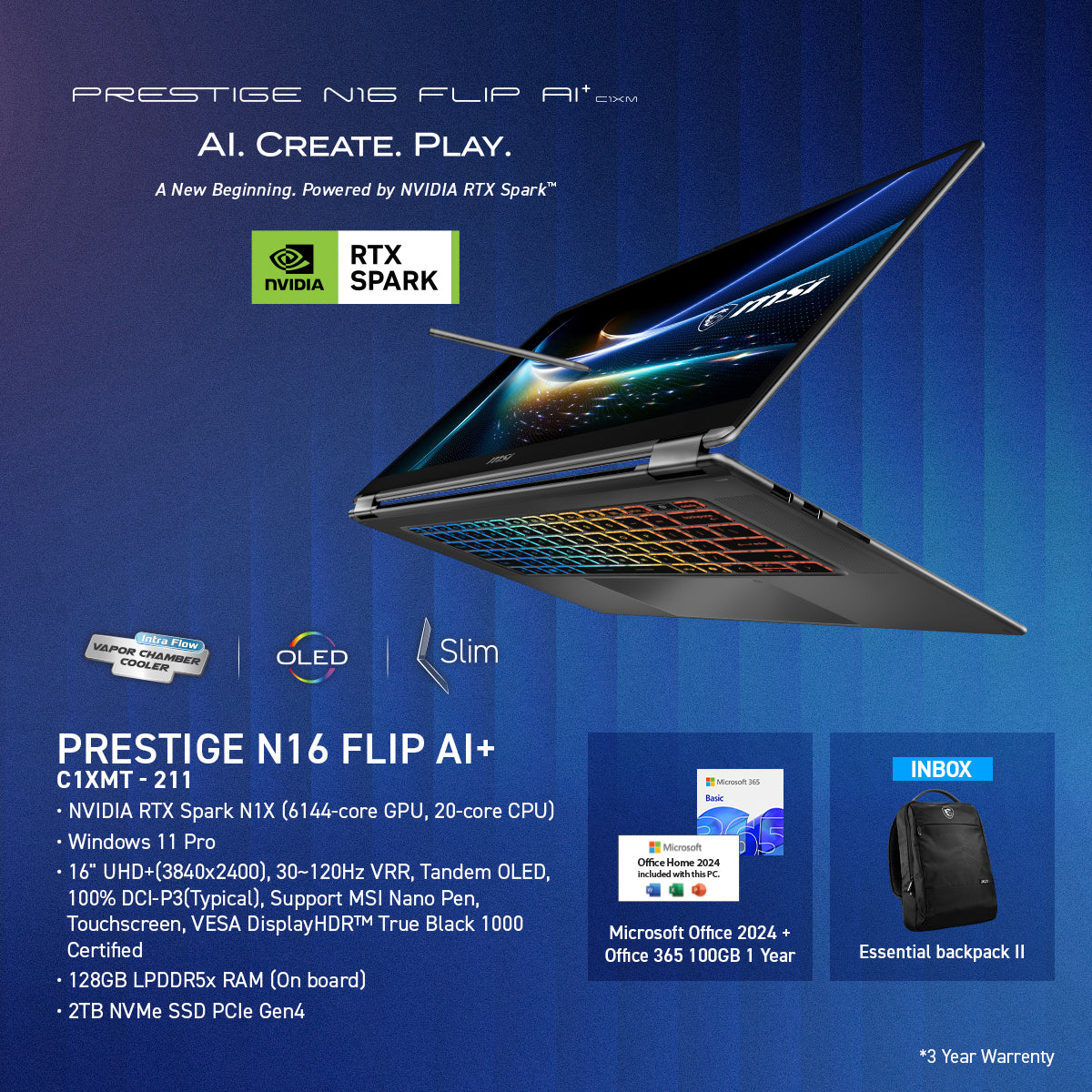 [Pre Order] MSI Prestige N16 Flip AI+ C1XMT-211MY Business and Productivity Laptop