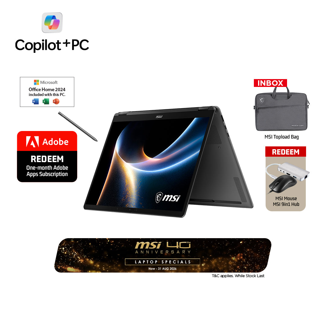 MSI Prestige 14 Flip AI+ D3MTG-224MY Business and Productivity Laptop