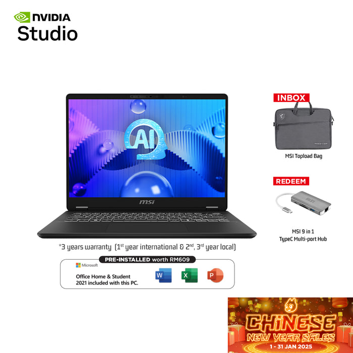 MSI Prestige 14 AI Studio C1VEG 045 Business and Productivity Laptop