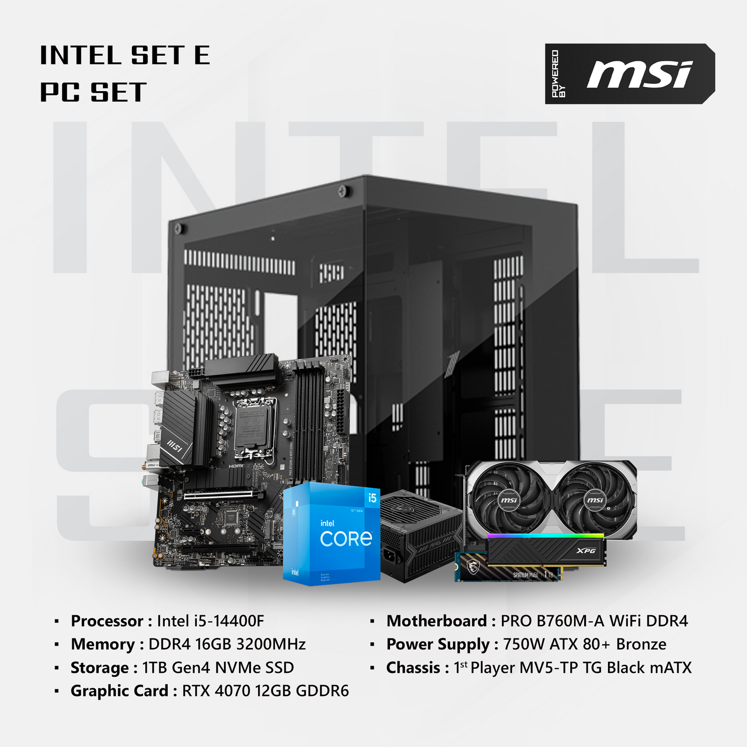 MSI Intel Set E Pc Set (Intel 5, RTX4070, 16GB, 1TB SSD) – MSI Store ...