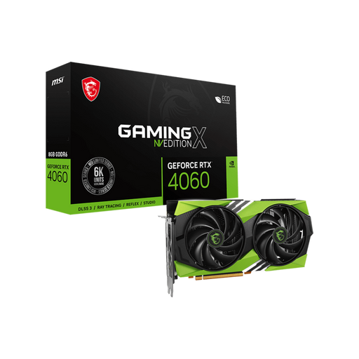 MSI GeForce RTX™ 4060 Gaming X NV Edition 8G Graphics Card with DLSS 3, Ray Tracing, Reflex and Studio. Packaging Box Included With Hardware.