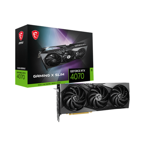 MSI GeForce RTX 4070 Gaming X Slim 12GB with DLSS3, Ray-Tracing, Reflex and Studio. Powered by MSI with packaging box