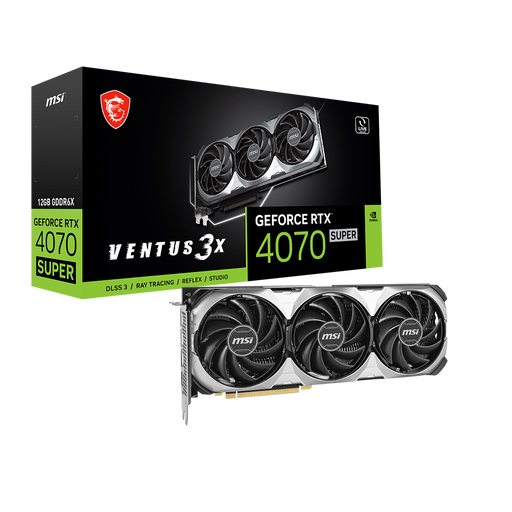 MSI GeForce RTX 4070 Super Ventus 3X OC: 12GB GDDR6X, 2505 MHz, DP x3, HDMI x1 (4K@120Hz, 8K@60Hz), Triple Fan, TORX Fan 4.0, Zero Frozr.