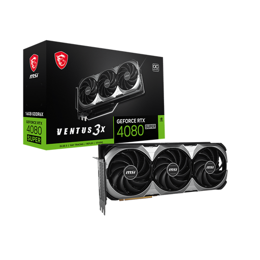 MSI RTX 4080 Super 16GB Ventus 3X OC: 2580 MHz, 23 Gbps, DP x2, HDMI x2, Triple Fan, TORX Fan 4.0, Airflow Control, Core Pipe, Zero Frozr. Packaging Box Included