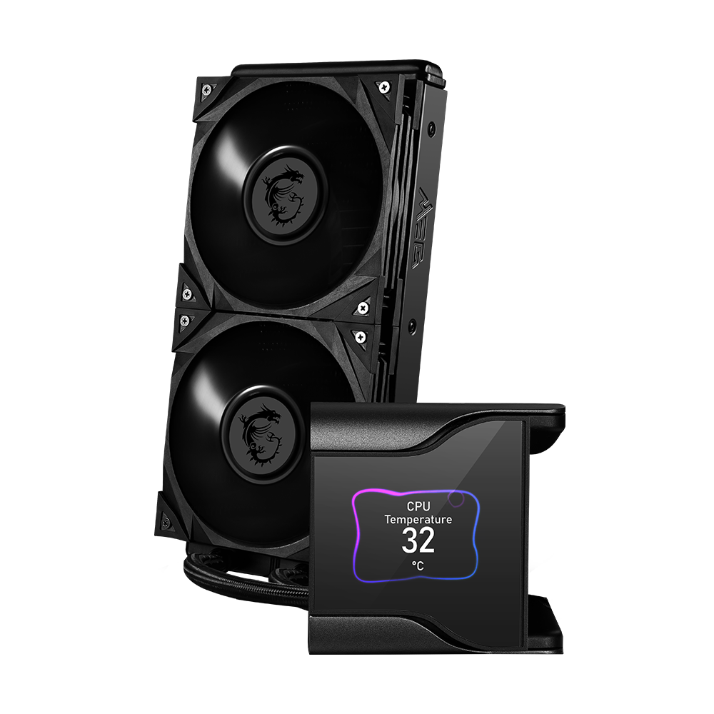 The MEG CORELIQUID S Series liquid cooler provides out of box support for LGA 1700 with a 2.4 inch IPS Display.