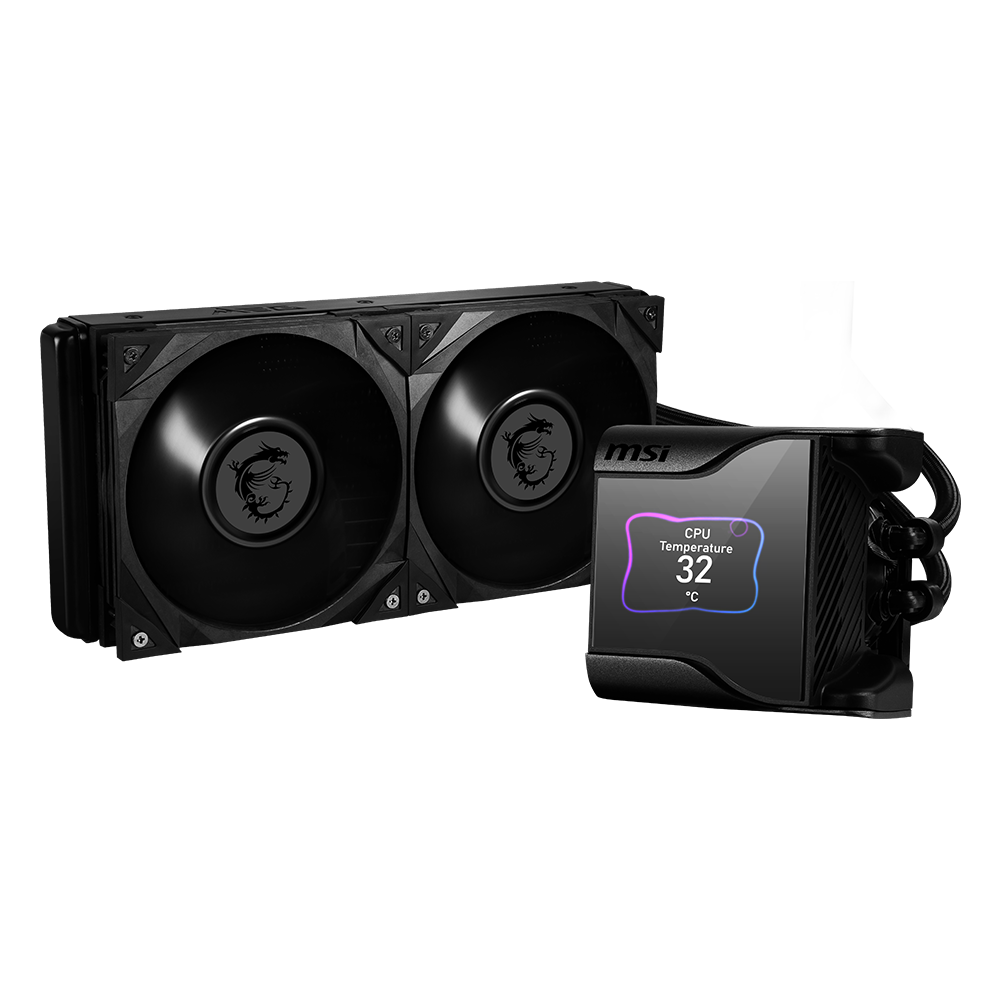 The MEG CORELIQUID S Series liquid cooler provides out of box support for LGA 1700 with a 2.4 inch IPS Display.