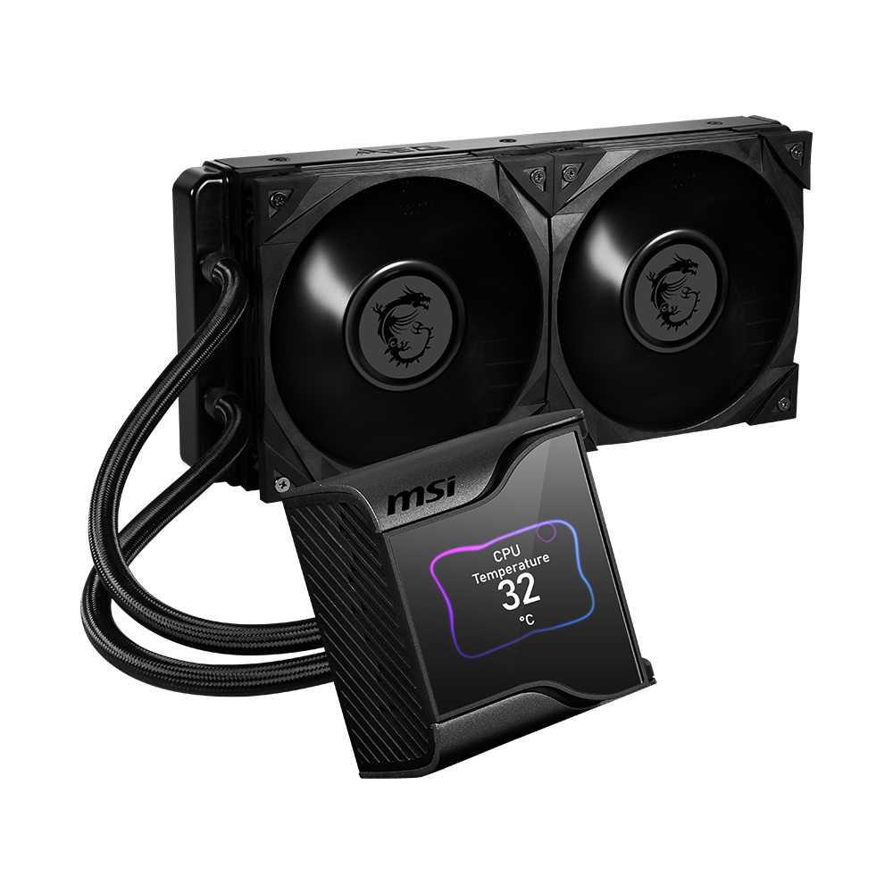 The MEG CORELIQUID S Series liquid cooler provides out of box support for LGA 1700 with a 2.4 inch IPS Display.