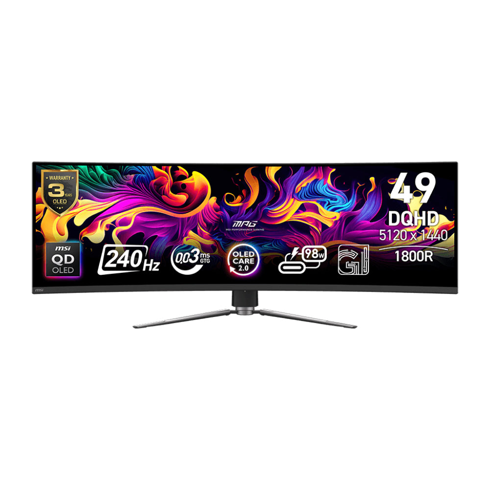 MSI MPG 491CQPX QD-OLED Gaming Monitor (48.9 Inch | DQHD | Curved | QD-OLED | 240Hz | 3Y)