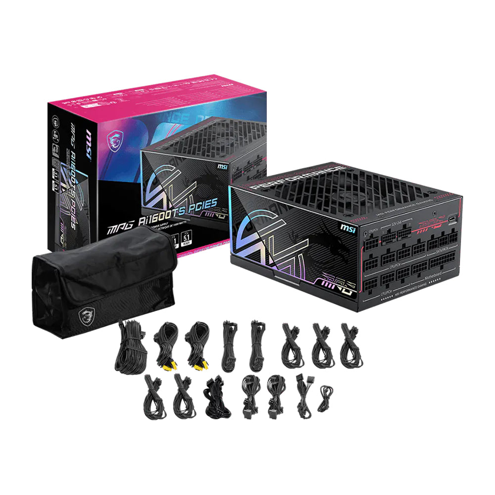 MSI MPG Ai1600TS PCIE5 ATX3.1 80 Plus Titanium Full Modular Power Supply