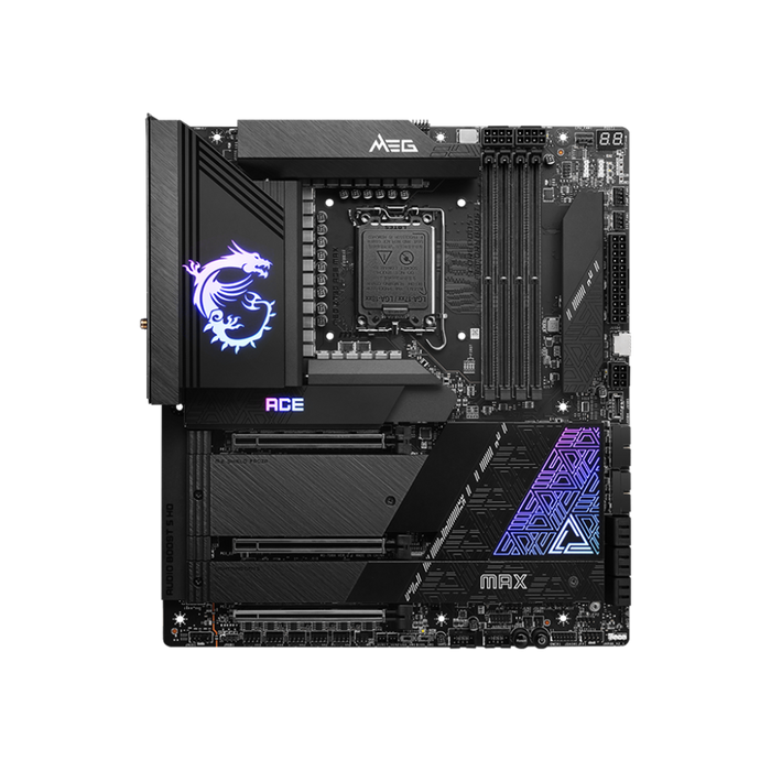 Intel® Core™ 14th/ 13th/ 12th Gen CPUs, DDR5 Dual Channel 7800+MHz, Thunderbolt 4, Wi-Fi 7, Dual 2.5G LAN, PCIe 5.0, and advanced cooling for extreme performance, ideal for high-speed gaming and multitasking.