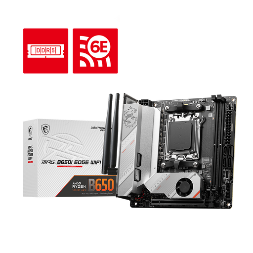 AMD Ryzen™ 8000/7000 Series, DDR5 up to 7200+MHz, PCIe 4.0, Lightning Gen 4 x4 M.2, 2.5G LAN, Wi-Fi 6E, and AUDIO BOOST 5 for immersive gaming.