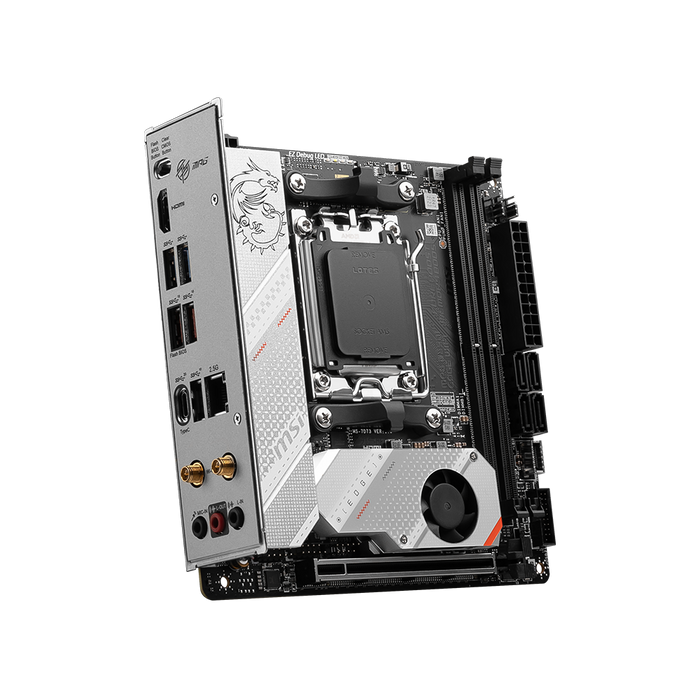 AMD Ryzen™ 8000/7000 Series, DDR5 up to 7200+MHz, PCIe 4.0, Lightning Gen 4 x4 M.2, 2.5G LAN, Wi-Fi 6E, and AUDIO BOOST 5 for immersive gaming.