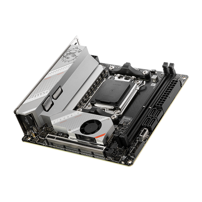 AMD Ryzen™ 8000/7000 Series, DDR5 up to 7200+MHz, PCIe 4.0, Lightning Gen 4 x4 M.2, 2.5G LAN, Wi-Fi 6E, and AUDIO BOOST 5 for immersive gaming.