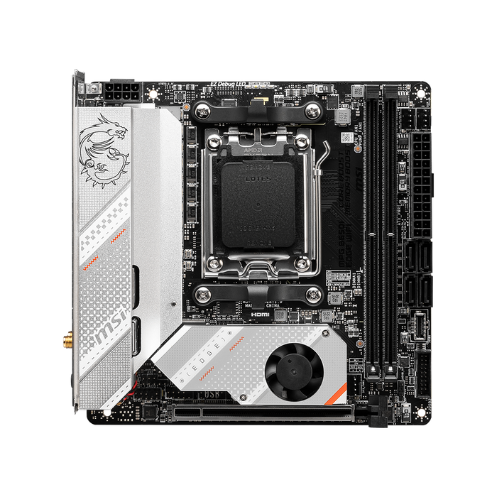 AMD Ryzen™ 8000/7000 Series, DDR5 up to 7200+MHz, PCIe 4.0, Lightning Gen 4 x4 M.2, 2.5G LAN, Wi-Fi 6E, and AUDIO BOOST 5 for immersive gaming.