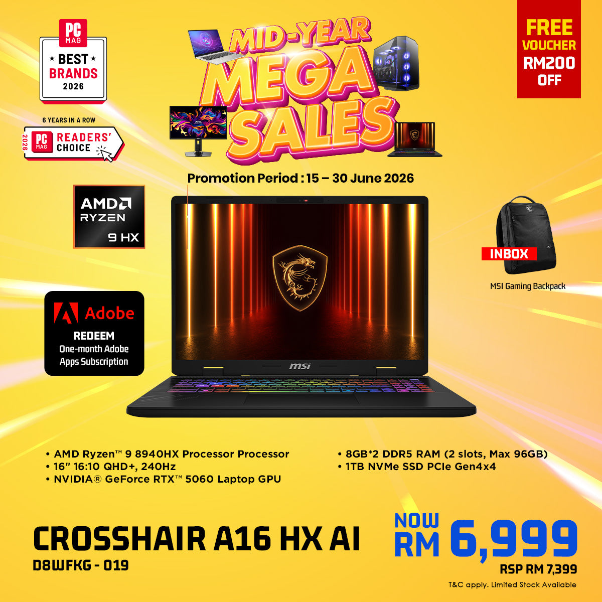 MSI Crosshair A16 HX D8WFKG 019 Gaming Laptop