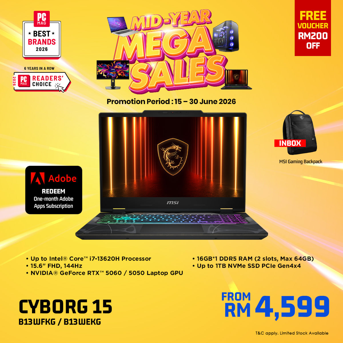 MSI Cyborg 15 B13WFKG 680 Gaming Laptop