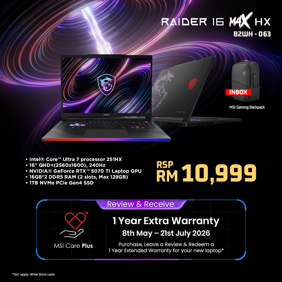 [Pre Order] MSI Raider 16 Max HX B2WH 063 Gaming Laptop